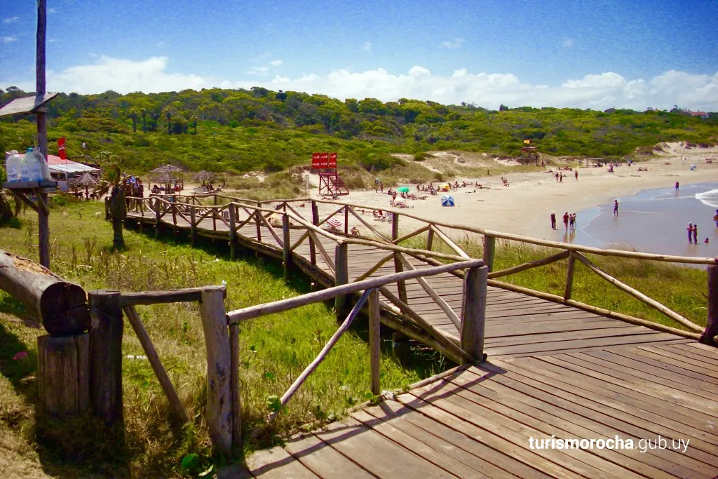 Wooden boardwalk down to Playa La Moza